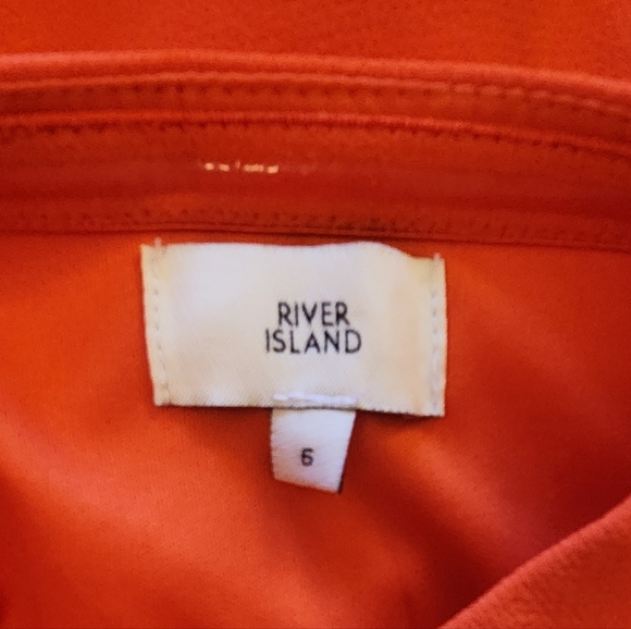 River Island Burnt Orange Strapless Asymmetrical Dress Tassel Detail Sz6 - Picture 11 of 12